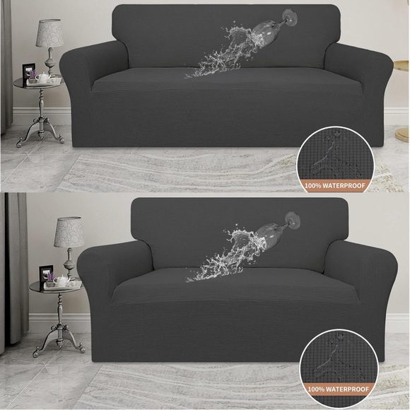 Easy-Going 100% Waterproof Couch Cover Set – Sofa & Loveseat in Dark Gray - Picture 4 of 8